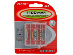Vapex Tech AAA/R3 Wiederaufladbare Batterien (4) NiMH 1100 mAh/1,2V 