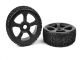 Team Corally Off-Road 1/8 Buggy Tires Ninja-Low Profile-Glued on Black Rims-1 pair