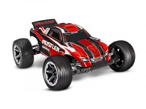 Traxxas Rustler 2WD Brushed RTR 1:10 Stadium Truck rot mit Akku + 4A USB/C-Lader