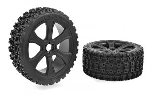 Team Corally Rebel XMS-ASUGA XLR Off-Road Tires-Low Profile-Glued Black Rims (2)