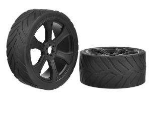 Team Corally Sprint RXA-ASUGA XLR Street Tires-Low Profile-Glued on Black Rims-1 pair