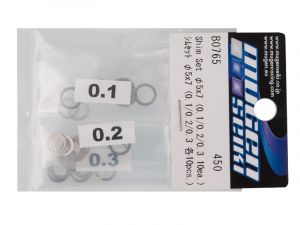 B0765 Mugen Seiki Shim Set - Verpackungsansicht Mugen Zehntelscheiben Set 5x7 (0.1/0.2/0.3, 10Stk)