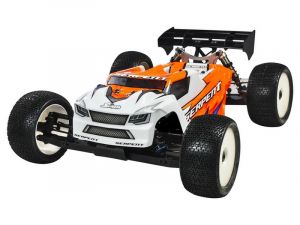 600064 Serpent Model Racing | Produktansicht vom elektrisch angetriebenen Serpent Cobra SRX8 Truggy im Maßstab 1:8. Hochwertiger RC-Modellbausatz, geeignet ab einem Alter von 14 Jahren. 