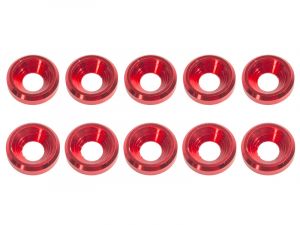 UR1501-R Ultimate RC 3mm Rot Aluminium Unterlegscheiben konisch (10)