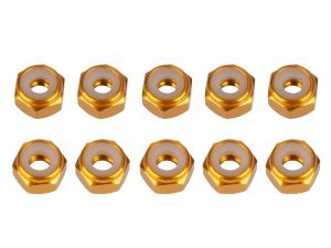 UR1502-G Ultimate RC 3mm Gold Aluminium Stoppmutter selbstsichernd (10)