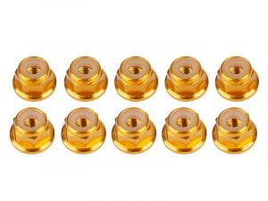 UR1503-G Ultimate RC 3mm Gold Aluminium Stoppmutter mit Flansch selbstsichernd (10)