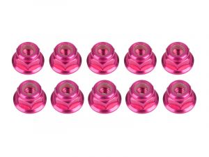 UR1503-PK Ultimate RC 3mm Pink Aluminium Stoppmutter mit Flansch selbstsichernd (10)