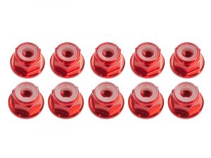 UR1503-R Ultimate RC 3mm Rot Aluminium Stoppmutter mit Flansch selbstsichernd (10)