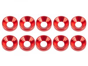 UR1511-R Ultimate RC 4mm Rot Aluminium Unterlegscheiben konisch (10)