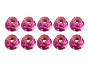 UR1513-PK Ultimate RC 4mm Pink Aluminium Stoppmutter mit Flansch selbstsichernd (10)