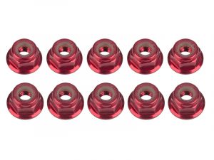 UR1513-R Ultimate RC 4mm Rot Aluminium Stoppmutter mit Flansch selbstsichernd (10)