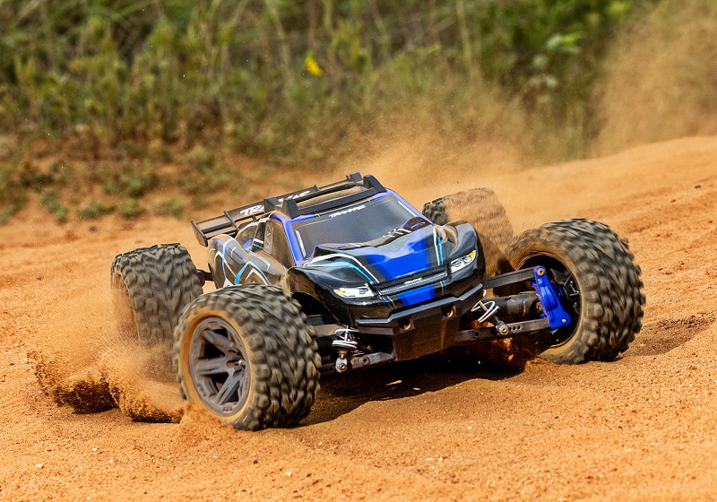 MODEL 67164-4: Rustler® 4X4 BL-2s: 1/10 scale 4X4 brushless stadium truck, fully-assembled, waterproof electronics, Ready-To-Race®, with TQ™ 2.4 GHz 2-channel radio system, BL-2s™ speed control, and clipless painted body. Requires: battery and charger.